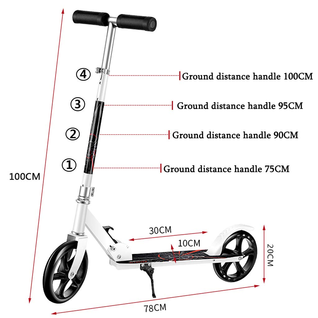 WRRAC-Trampolines Freestyle Sports Kick Scooter Commuter Scooter Height-Adjustable Dual Suspension System Large 200mm Wheels Quick-Release Folding System Durable Push Scooters for Adults Teens