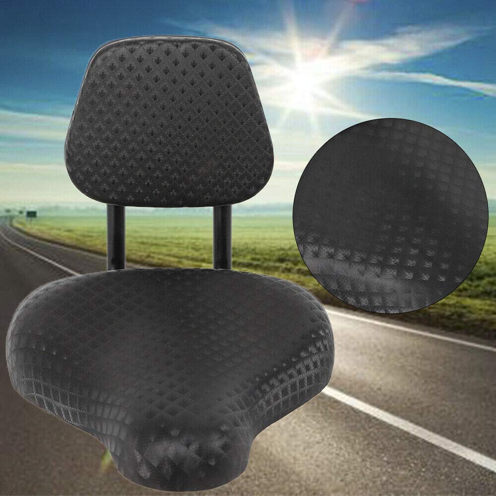 Ethedeal Comfort Black Bike Saddle Bicycle Cycling Seat Cushion Pad Comfortable with Back Backrest (Black)