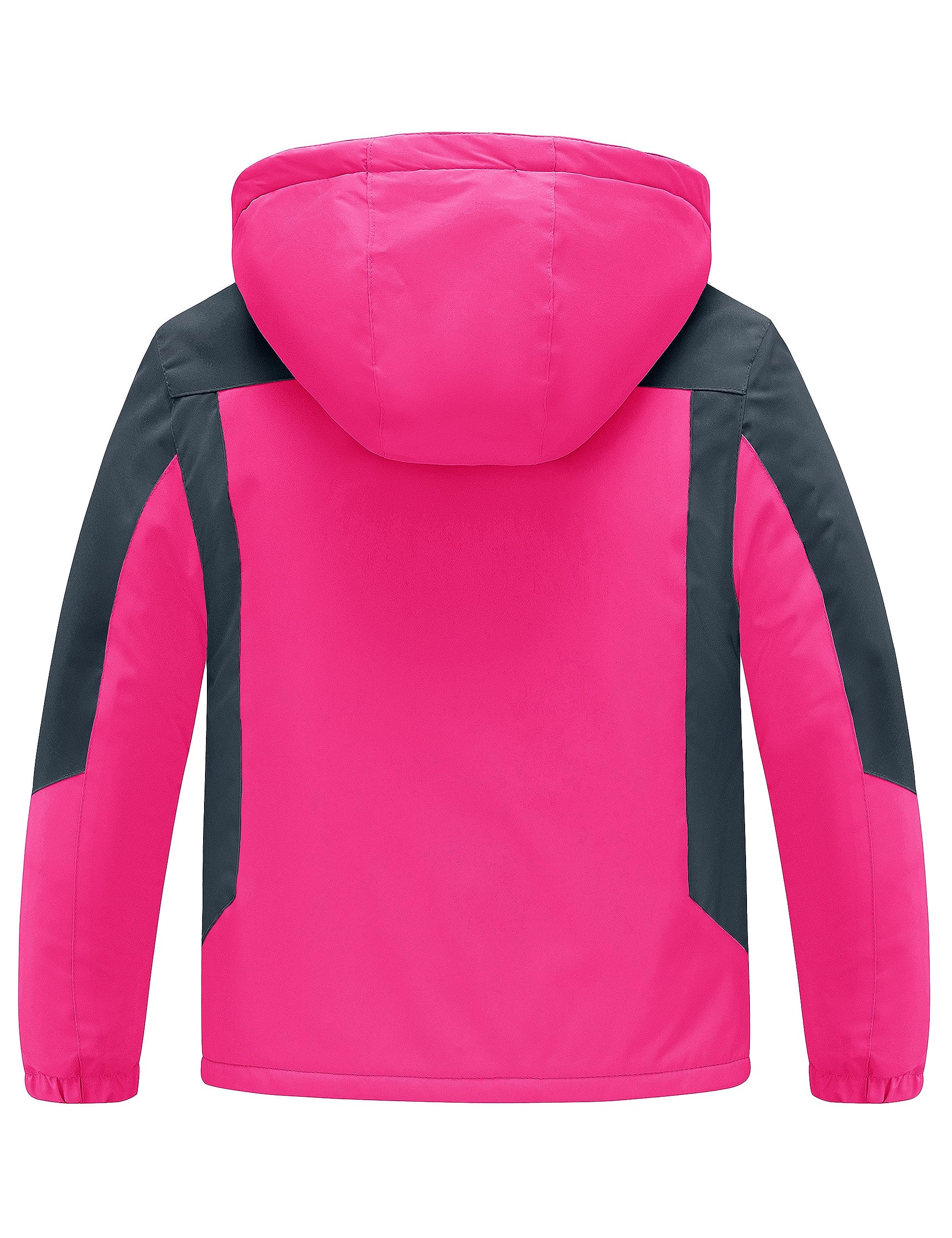 ZSHOW Girls' Warm Winter Coat Fleece Waterproof Ski Jacket with Removable Hood(Rose Red, 14-16)