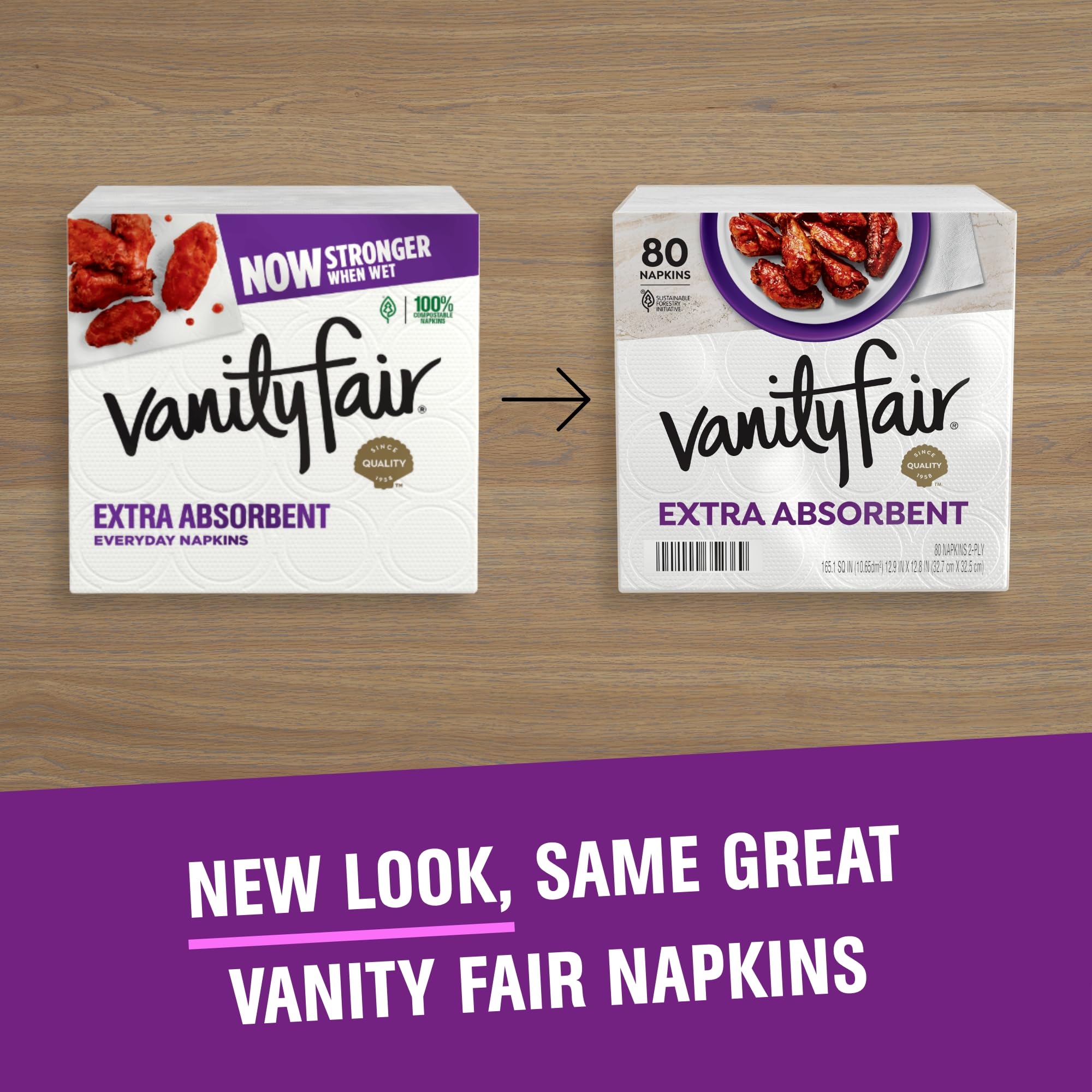 Vanity Fair Extra Absorbent Premium Paper Napkins, 160 Count, Disposable Napkins Made Soft And Strong For Messy Meals And Everyday Use