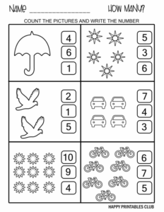 number coloring counting and tracing 1-10