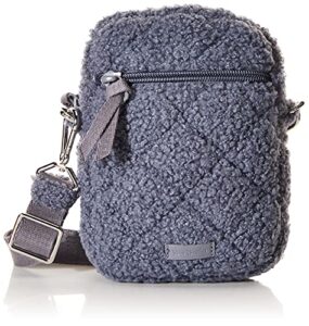 vera bradley women's teddy fleece sherpa rfid small convertible crossbody purse, thunder blue, one size