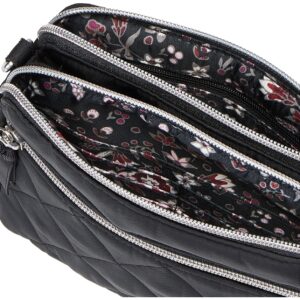 Vera Bradley Women's Performance Twill RFID Medium Triple Compartment Crossbody Purse, Black, One Size