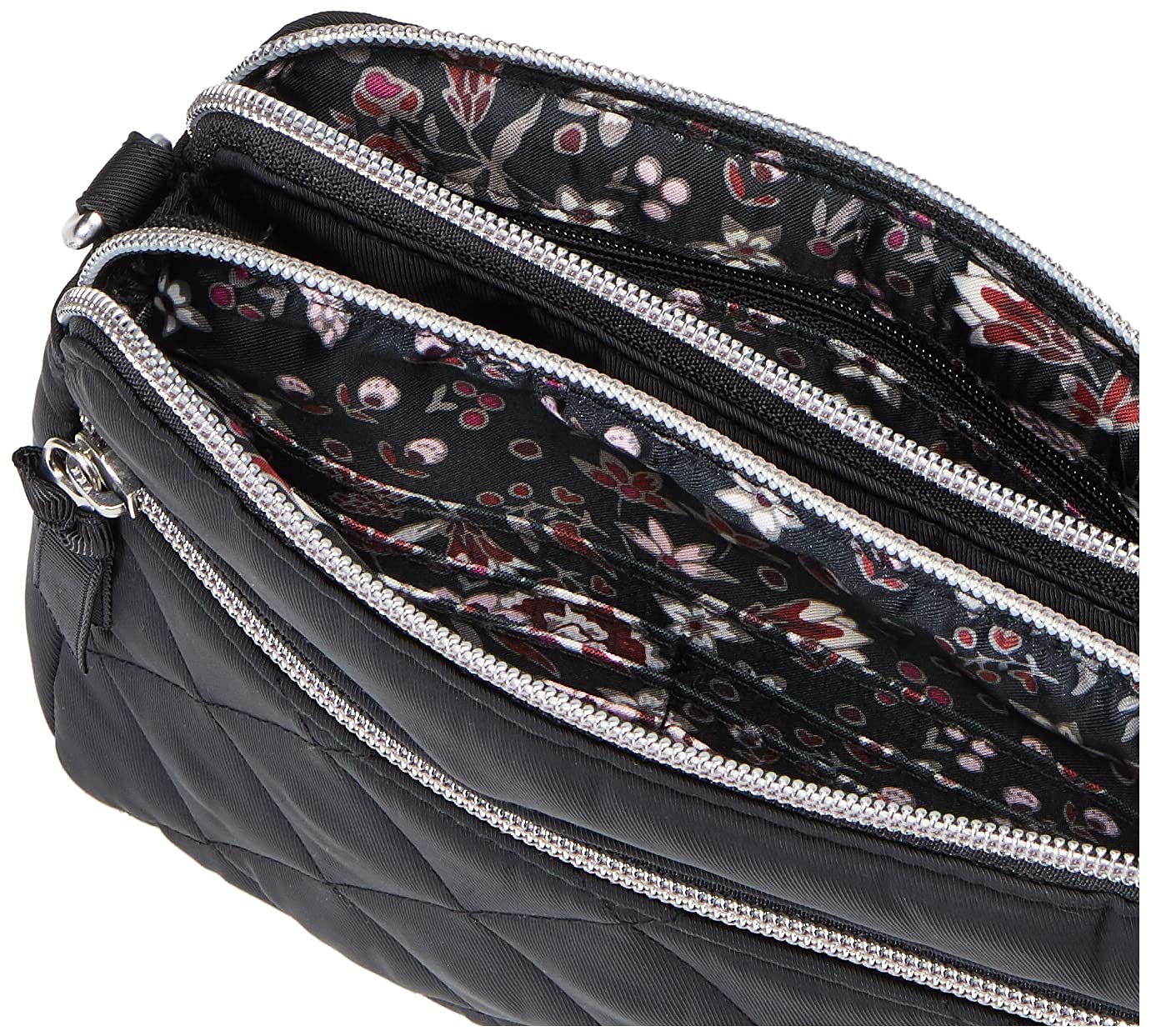 Vera Bradley Women's Performance Twill RFID Medium Triple Compartment Crossbody Purse, Black, One Size