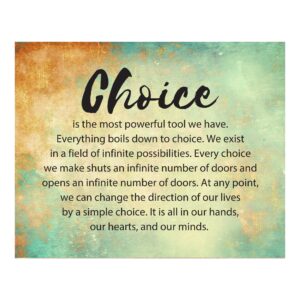 choice is the most powerful tool - positive affirmations vintage inspirational wall art, watercolor motivational wall decor print for home decor, living room decor, or office decor, unframed - 8x10