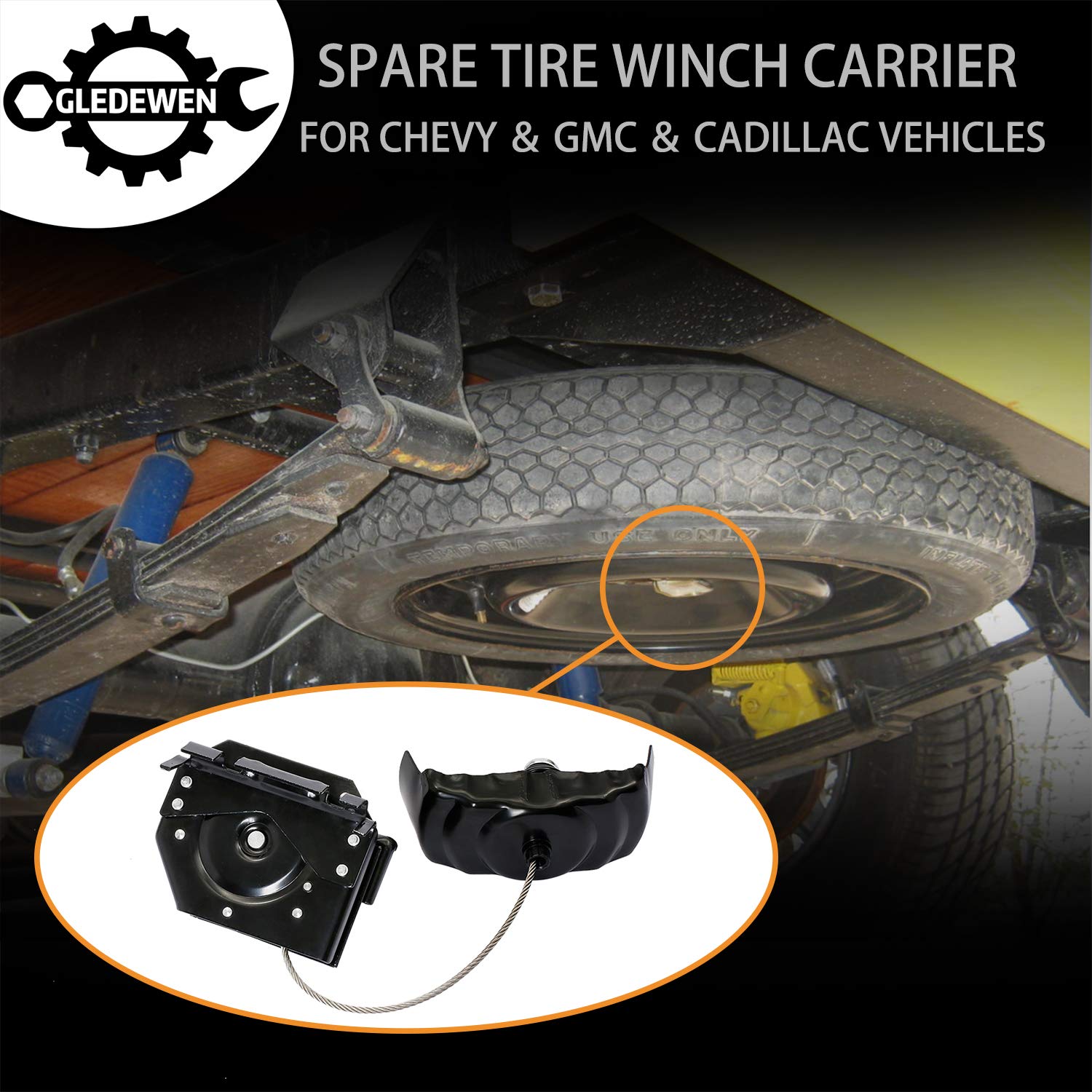 Spare Tire Hoist Spare Tire Winch Carrier | for 2001-2018 Chevy Suburban Avalanche Tahoe GMC Yukon Cadillac Escalade | Replaces# 924-517, 22968178, 25974845, 15204233