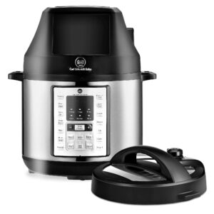 6.5qt pressure cooker and air fryer combos, 21-in-1 programmable pressure pot with detachable pressure & crisp lid, led digital touchscreen, 3qt air fry basket,free recipe book, 1500w