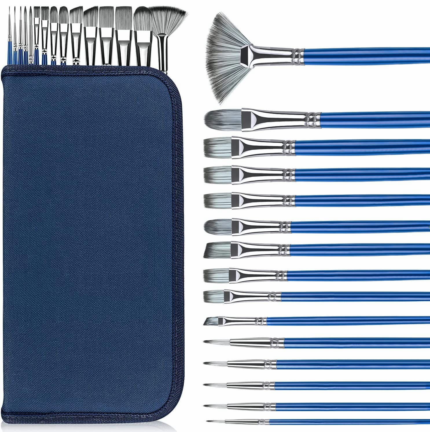 Paint Brush Set,Rosmax Artist Paint Brushes-Nylon Hair &15 Different Sizes for Acrylic Painting,Oil,Watercolor,Fabric-Great for Kids Adult Drawing Arts Crafts Supplies or Beginners,Professionals-1