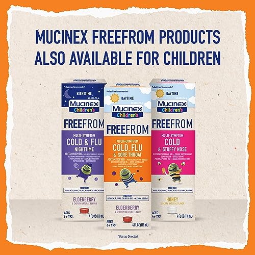 Mucinex FreeFrom Cold & Flu Daytime, Multi-Symptom Relief, Cherry, 6 Fl Oz