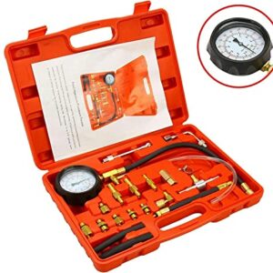 0-140 PSI Fuel Injector Pump Injection Tester Test Fuel Pressure Gauge Kit Car Tools,Fuel Injection Pressure Tester Updated TU-114 Fuel Pressure Tester Kit Gas Oil Pressure Tools for Cars and Trucks