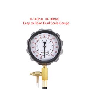 0-140 PSI Fuel Injector Pump Injection Tester Test Fuel Pressure Gauge Kit Car Tools,Fuel Injection Pressure Tester Updated TU-114 Fuel Pressure Tester Kit Gas Oil Pressure Tools for Cars and Trucks