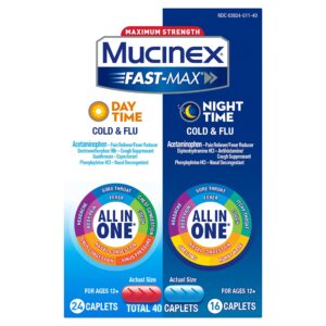 mucinex fast-max maximum strength cold & flu day and night medicine, 40 count