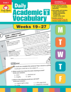 daily academic vocabulary, grade 3, weeks 19–27