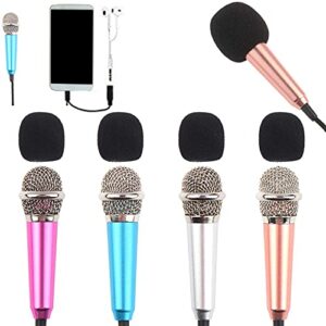 locolo 4pcs mini microphone with omnidirectional stereo mic for voice recording, portable microphone chatting and singing compatible with smartphone