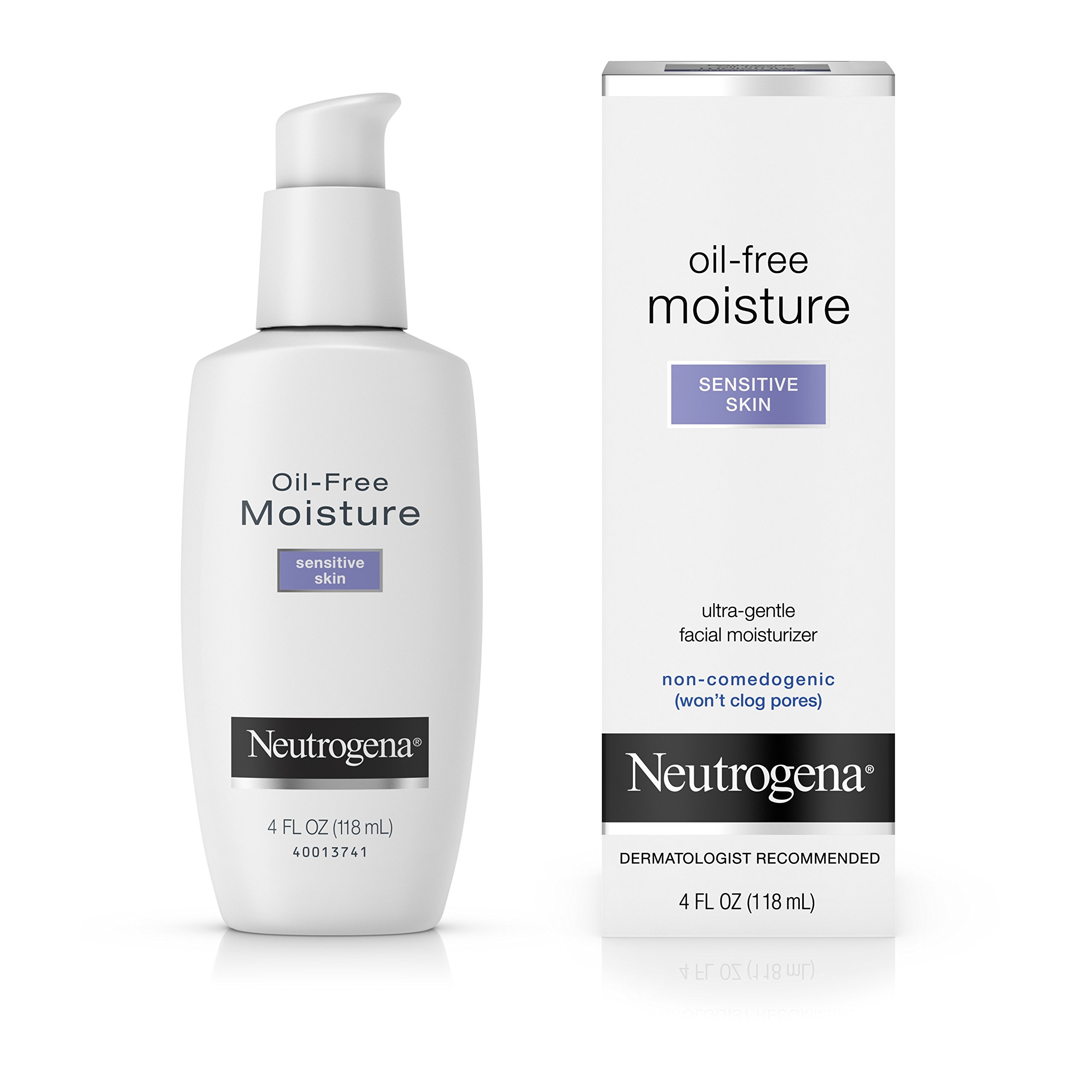 Neutrogena Oil-Free Daily Facial Moisturizer for Sensitive Skin, Ultra-Gentle & Lightweight Moisturizers Free of Fragrances & Dyes, 4 fl. oz