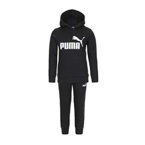 puma boys' pullover hoodie & jogger, black, 3t