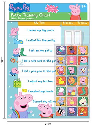 Paper Projects 01.70.30.022 Peppa Pig Potty and Toilet Training Reward Chart and 56 Sparkly Stickers, Pink