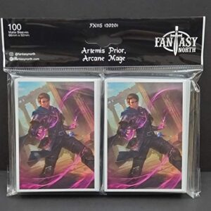 Fantasy North - Artemis Prior - Arcane Mage - 100 Smooth Matte TCG Trading Card Sleeves - Fits Magic MTG Commander Pokemon and Other Card Games - Playing Card Sleeves