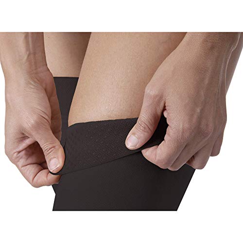 JOBST Relief Thigh High Graduated Compression Socks, 20-30 mmHg - Comfortable Unisex Design with Silicone Dot Band - Open Toe, Black, Large