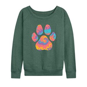 instant message - tie dye paw print - women's french terry pullover - size 2x