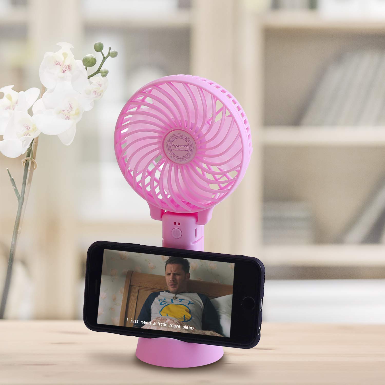 Pigyanting Mini Handheld Fan, USB Fold Fan,Small Personal Portable Table Fan with 2000 mAh USB Rechargeable Battery Operated Folding Electric Fan for Travel Office Room Household(Pink)