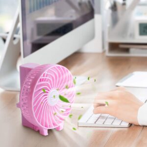 Pigyanting Mini Handheld Fan, USB Fold Fan,Small Personal Portable Table Fan with 2000 mAh USB Rechargeable Battery Operated Folding Electric Fan for Travel Office Room Household(Pink)