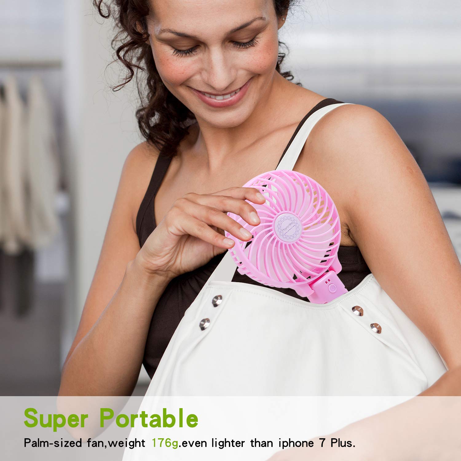 Pigyanting Mini Handheld Fan, USB Fold Fan,Small Personal Portable Table Fan with 2000 mAh USB Rechargeable Battery Operated Folding Electric Fan for Travel Office Room Household(Pink)