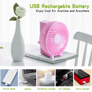 Pigyanting Mini Handheld Fan, USB Fold Fan,Small Personal Portable Table Fan with 2000 mAh USB Rechargeable Battery Operated Folding Electric Fan for Travel Office Room Household(Pink)