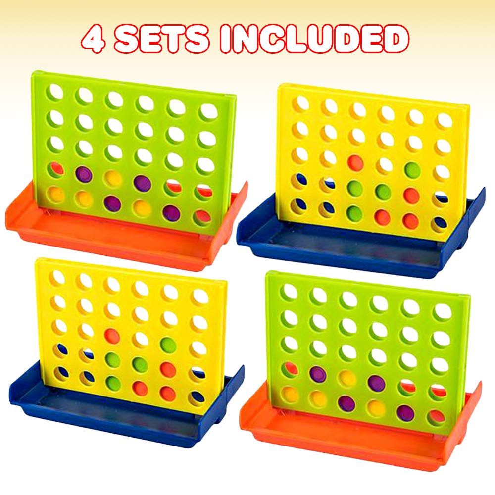 Gamie Four in a Row Game, Set of 4, Line Up Four Pegs in a Row Games with Foldable Board & 30 Pieces Each, Fun Indoor Game Night Games for Kids, Educational Learning Game for Children