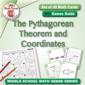 the pythagorean theorem and coordinates: 40 math cards with games guide 8g23