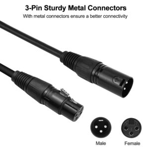 Eyeshot 25ft / 7.62m DMX Cable, 4 Packs 3 Pin DMX Cables DMX Wires, DMX512 XLR Male to Female Stage Light Signal Cable with Metal Connectors, Connection for Stage & DJ Lighting fixtures