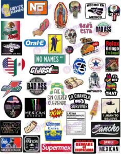 42 mexican stickers – calcomanías mexicanas para carro, laptop – 100% vinyl stickers mexico funny decals for hardhat, bumper, laptop, water bottle or lunchbox. pegatinas, calcomanias para autos