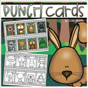 student behavior punch cards woodland animals theme