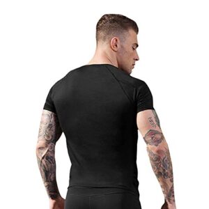 CARGFM Men Short Sleeve Compression Shirts Athletic Workout T-Shirt UPF 50+ Quick Dry Sports Base Layer Undershirts Black