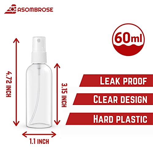 ASOMBROSE Small Spray Bottles, 2oz/60ml Clear Empty Fine Mist Travel Size Mini Bottle Set, Pump Spray Cap Refillable Reusable Liquid Containers For Essential Oils, Hair Sprayer (4 Pack)