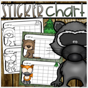 positive behavior sticker chart woodland animals theme