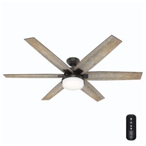 hunter fan 64 inch noble bronze indoor ceiling fan with light kit and remote control for living room, bedroom, office, laundry room (renewed)