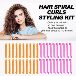 40pcs Heatless Spiral Hair Curlers for Long Hair, No Heat Curlers 22inch/55cm Magic Curls Hair Rollers with Styling Hooks for Women Kids