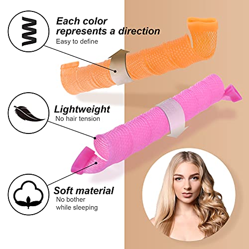 40pcs Heatless Spiral Hair Curlers for Long Hair, No Heat Curlers 22inch/55cm Magic Curls Hair Rollers with Styling Hooks for Women Kids