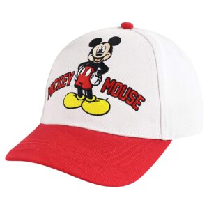 disney boys baseball cap, mickey mouse adjustable toddler hat, ages 2-4, white/red