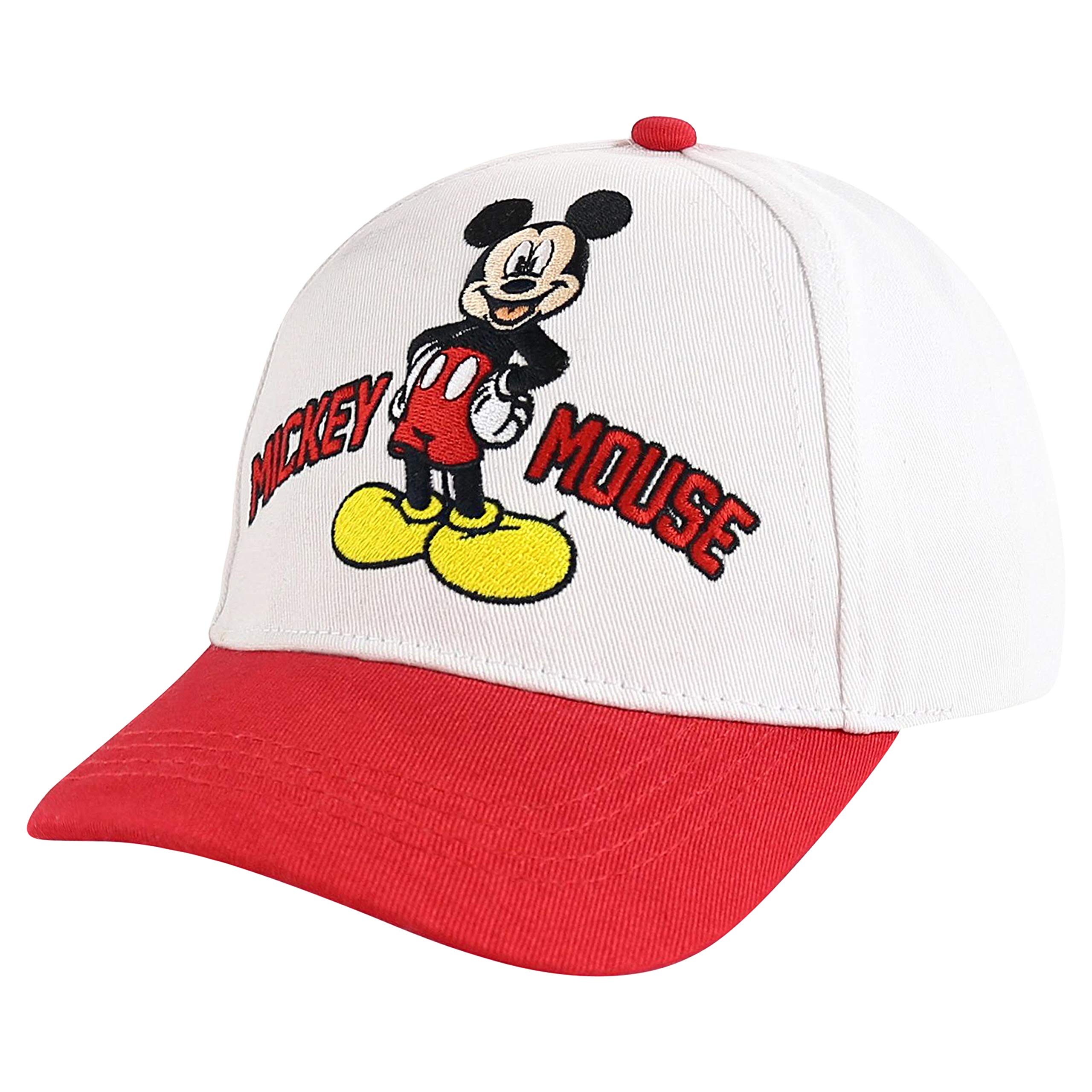 Disney Boys Baseball Cap, Mickey Mouse Adjustable Toddler Hat, Ages 2-4, White/Red