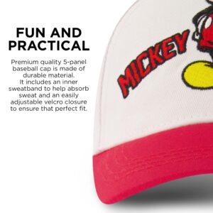 Disney Boys Baseball Cap, Mickey Mouse Adjustable Toddler Hat, Ages 2-4, White/Red