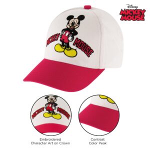 Disney Boys Baseball Cap, Mickey Mouse Adjustable Toddler Hat, Ages 2-4, White/Red