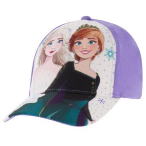 disney girls baseball cap, frozen elsa & anna adjustable toddler 2-4 or girl hats for kids ages 4-7 purple