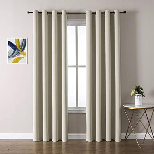 ChrisDowa Grommet Room Darkening Curtains for Bedroom and Living Room - 2 Panels Set Thermal Insulated Blackout Curtains (Beige, 52W x 84L)