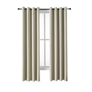 ChrisDowa Grommet Room Darkening Curtains for Bedroom and Living Room - 2 Panels Set Thermal Insulated Blackout Curtains (Beige, 52W x 84L)