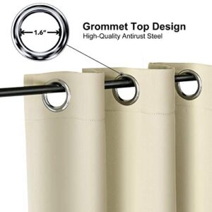 ChrisDowa Grommet Room Darkening Curtains for Bedroom and Living Room - 2 Panels Set Thermal Insulated Blackout Curtains (Beige, 52W x 84L)