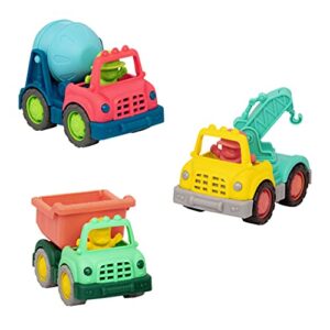 Battat- Wonder Wheels- Set Of 3 Mini Toy Trucks For Kids, Toddlers – Dump Truck, Cement Truck, Tow Truck – Recyclable Materials- Mini Toy Characters- Construction- 1 year +