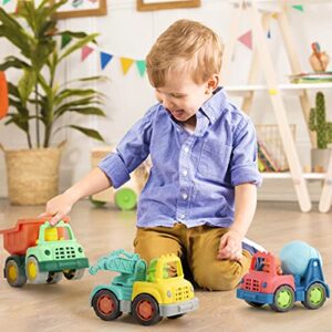 Battat- Wonder Wheels- Set Of 3 Mini Toy Trucks For Kids, Toddlers – Dump Truck, Cement Truck, Tow Truck – Recyclable Materials- Mini Toy Characters- Construction- 1 year +