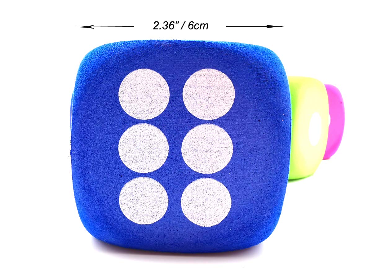 Qidiwin Jumbo EVA Dices, Giant Dot EVA Foam Dices for Kids Building Blocks,Educational,Party Suppliers, 4 Color,12PCS